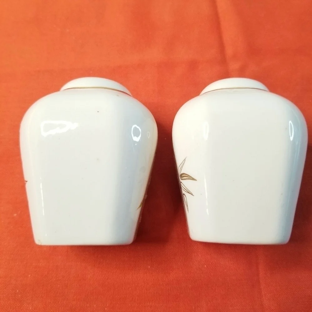 White Bamboo Design  Salt and Pepper Shakers, Oriental Country Cottagecore Style